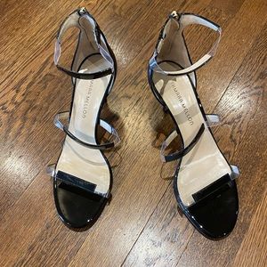 Tamara Mellon Frontline 75mm, black patent sandal